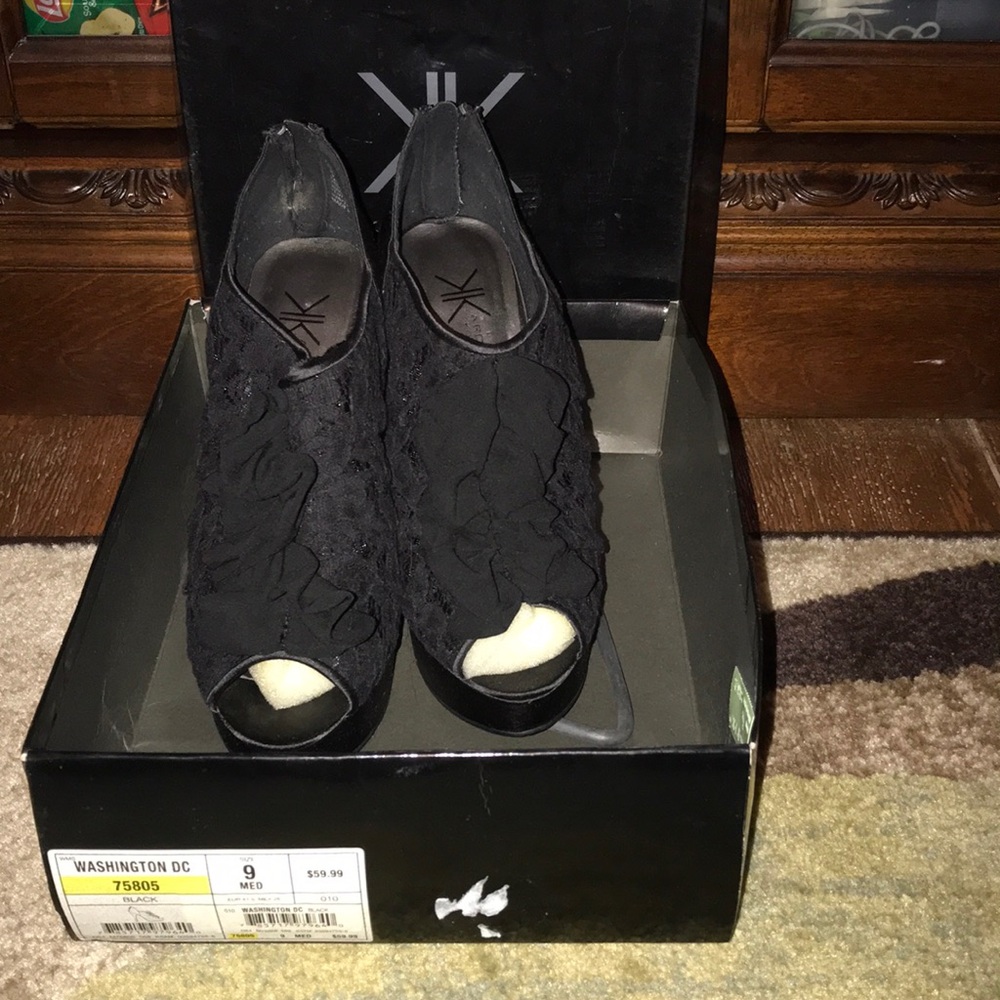 Kardashian Collection black peep toe heels